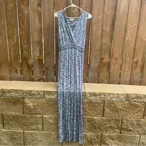 Spense Blue White Sleeveless Maxi Dress Full Length‎ Waist Detailing Size Small